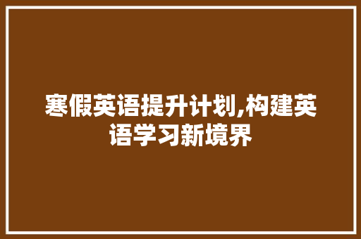 寒假英语提升计划,构建英语学习新境界