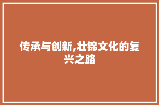 传承与创新,壮锦文化的复兴之路