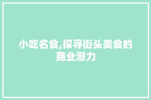 小吃名食,探寻街头美食的商业潜力
