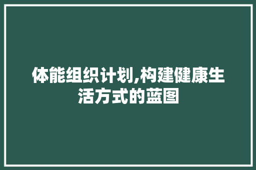 体能组织计划,构建健康生活方式的蓝图