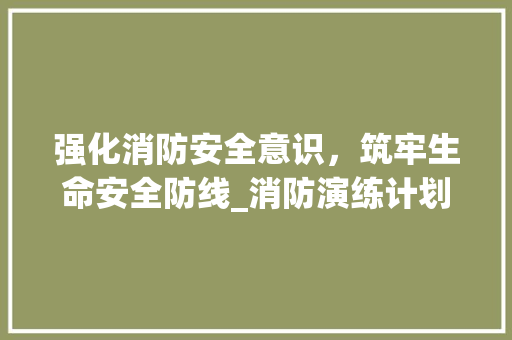 强化消防安全意识，筑牢生命安全防线_消防演练计划书范文解读