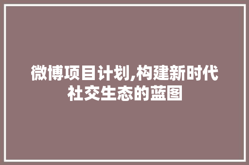 微博项目计划,构建新时代社交生态的蓝图