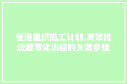 便道组织施工计划,高效推进城市化进程的关键步骤