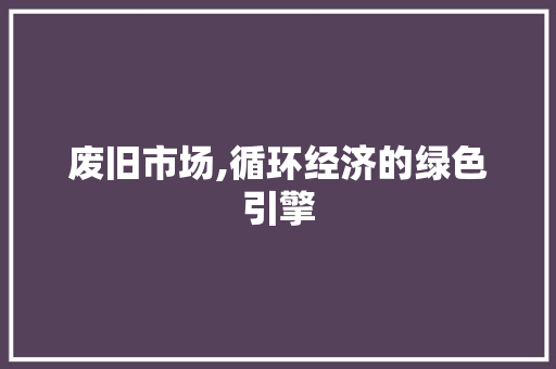 废旧市场,循环经济的绿色引擎