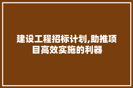 建设工程招标计划,助推项目高效实施的利器
