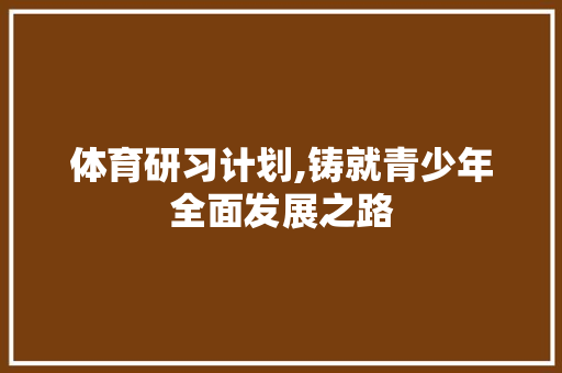 体育研习计划,铸就青少年全面发展之路