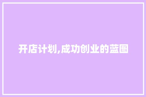 开店计划,成功创业的蓝图
