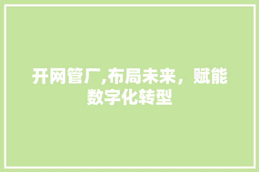 开网管厂,布局未来，赋能数字化转型
