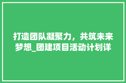 打造团队凝聚力，共筑未来梦想_团建项目活动计划详解