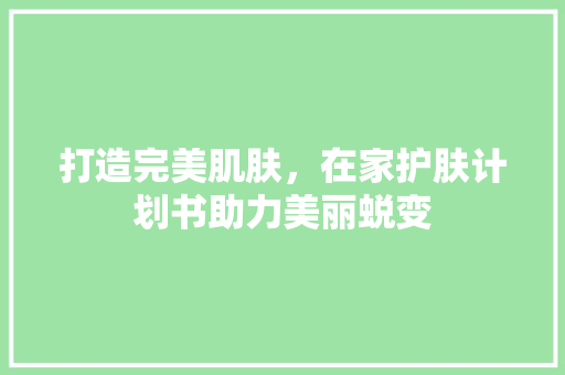 打造完美肌肤，在家护肤计划书助力美丽蜕变