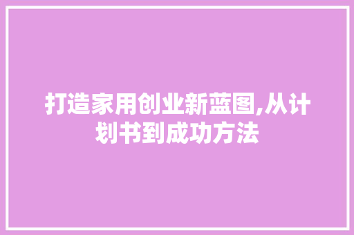 打造家用创业新蓝图,从计划书到成功方法