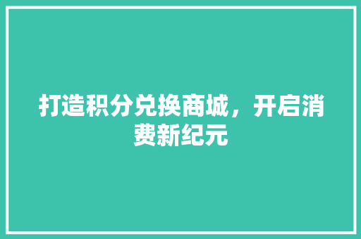 打造积分兑换商城，开启消费新纪元