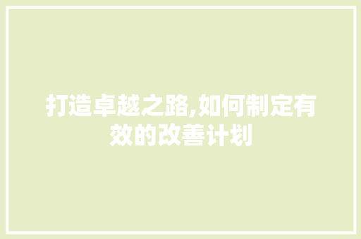 打造卓越之路,如何制定有效的改善计划