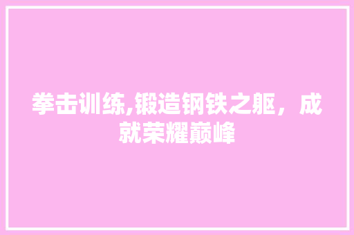 拳击训练,锻造钢铁之躯，成就荣耀巅峰