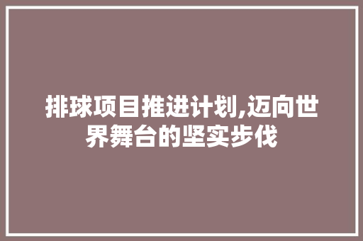 排球项目推进计划,迈向世界舞台的坚实步伐