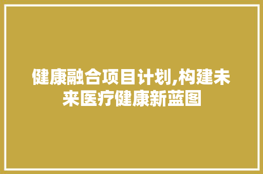 健康融合项目计划,构建未来医疗健康新蓝图