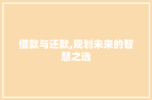 借款与还款,规划未来的智慧之选