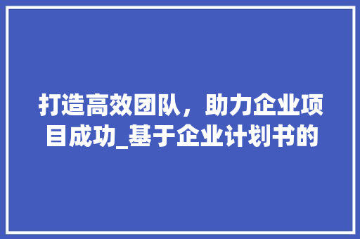 打造高效团队，助力企业项目成功_基于企业计划书的项目团队建设讨论