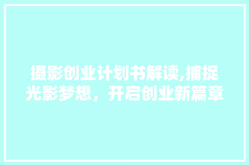 摄影创业计划书解读,捕捉光影梦想，开启创业新篇章 古代典籍
