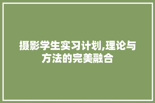 摄影学生实习计划,理论与方法的完美融合