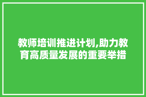 教师培训推进计划,助力教育高质量发展的重要举措