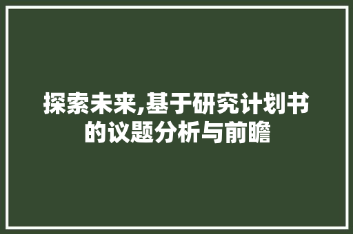 探索未来,基于研究计划书的议题分析与前瞻