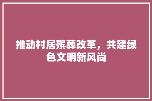 推动村居殡葬改革，共建绿色文明新风尚