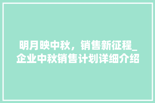 明月映中秋，销售新征程_企业中秋销售计划详细介绍