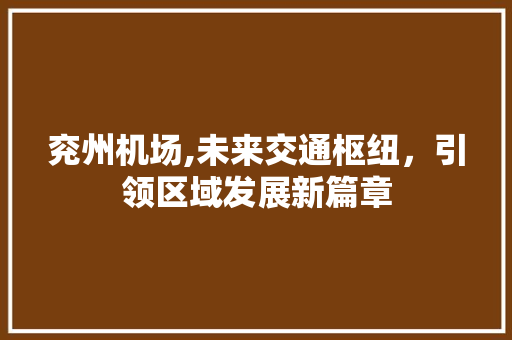 兖州机场,未来交通枢纽，引领区域发展新篇章