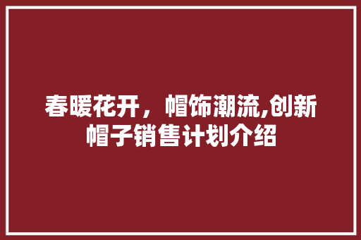 春暖花开，帽饰潮流,创新帽子销售计划介绍