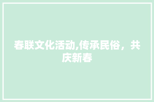 春联文化活动,传承民俗，共庆新春