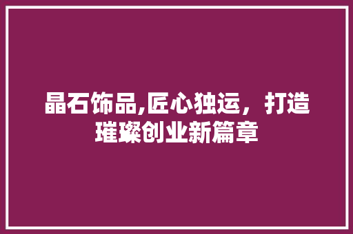 晶石饰品,匠心独运，打造璀璨创业新篇章