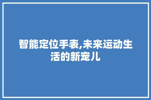 智能定位手表,未来运动生活的新宠儿