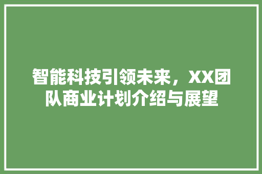 智能科技引领未来，XX团队商业计划介绍与展望