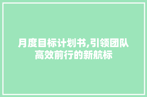 月度目标计划书,引领团队高效前行的新航标