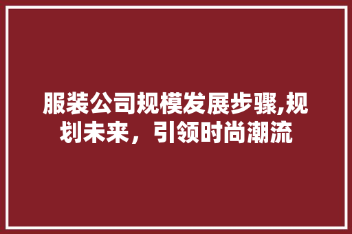 服装公司规模发展步骤,规划未来，引领时尚潮流