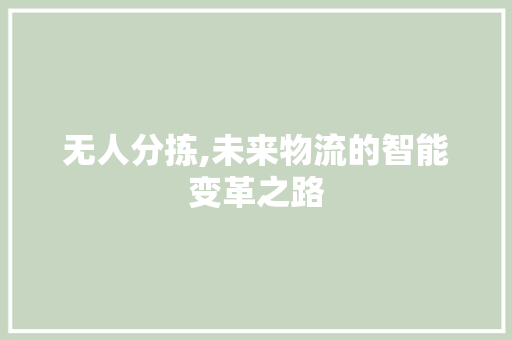 无人分拣,未来物流的智能变革之路