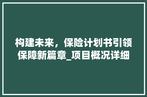 构建未来，保险计划书引领保障新篇章_项目概况详细解读