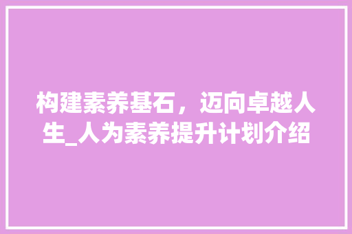 构建素养基石，迈向卓越人生_人为素养提升计划介绍