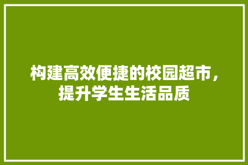 构建高效便捷的校园超市，提升学生生活品质