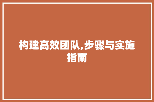 构建高效团队,步骤与实施指南