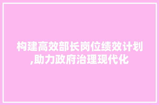 构建高效部长岗位绩效计划,助力政府治理现代化