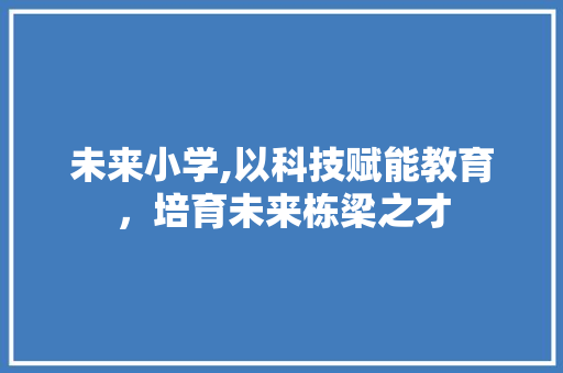 未来小学,以科技赋能教育，培育未来栋梁之才