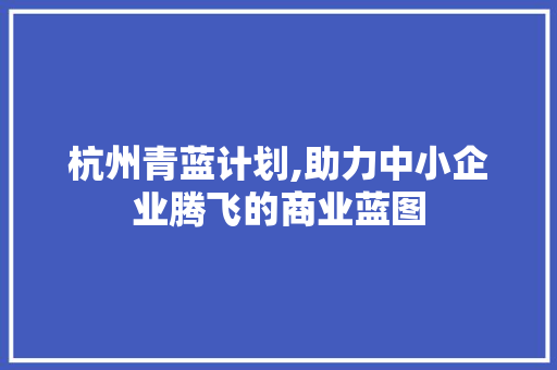 杭州青蓝计划,助力中小企业腾飞的商业蓝图 反义词汇