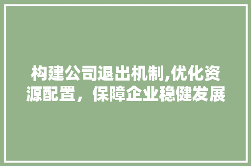 构建公司退出机制,优化资源配置，保障企业稳健发展