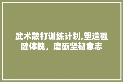 武术散打训练计划,塑造强健体魄，磨砺坚韧意志