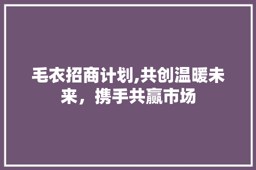 毛衣招商计划,共创温暖未来，携手共赢市场