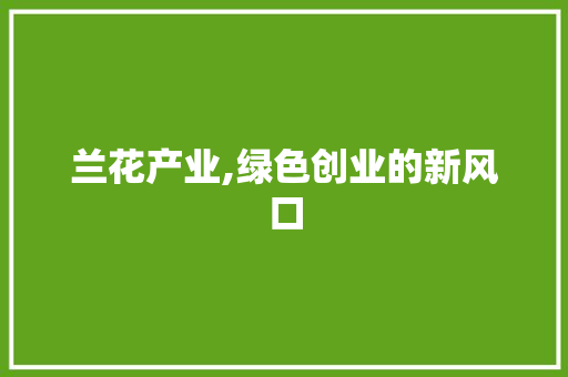 兰花产业,绿色创业的新风口
