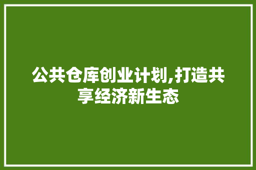 公共仓库创业计划,打造共享经济新生态