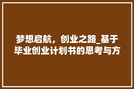 梦想启航，创业之路_基于毕业创业计划书的思考与方法